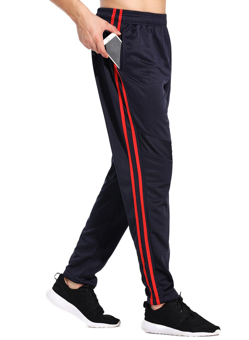 Stripes Contrast Color Elastic Waistband Pockets Casual Pants