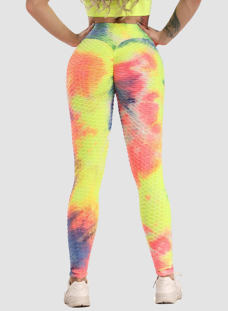 SEASUM Tie-dyed Textured Yoga Pants for Women