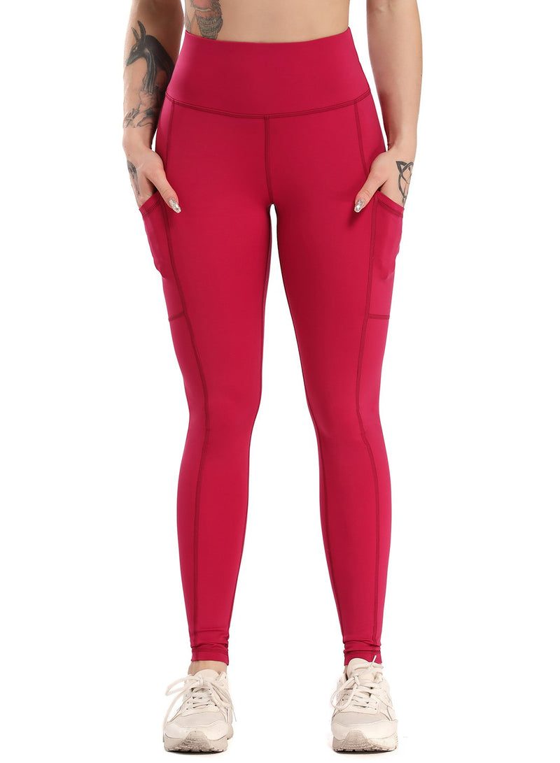 Solid Color Ruched High Waist Pockets Fitness Leggings-JustFittoo