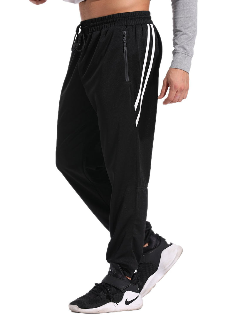 Elastic Waistband Drawstring Stripe Pockets Yoga Pants