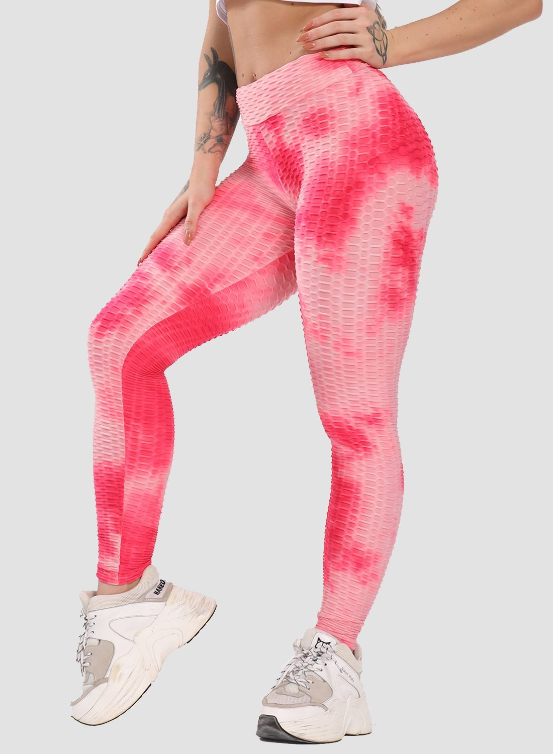SEASUM Tie-dyed Textured Yoga Pants for Women