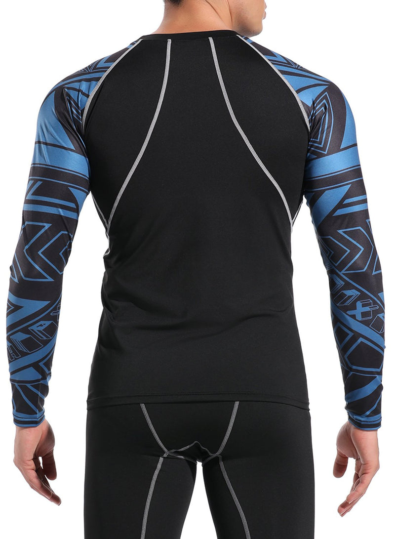 Men's Long Sleeve T-Shirt Dry Print Compression Top