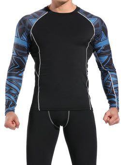 Men's Long Sleeve T-Shirt Dry Print Compression Top