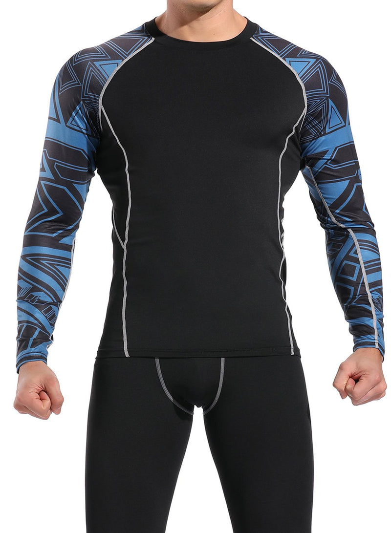 Men's Long Sleeve T-Shirt Dry Print Compression Top
