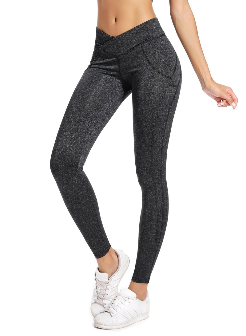 Women's Ruched High Waist Cross Waistband Leggings-JustFittoo