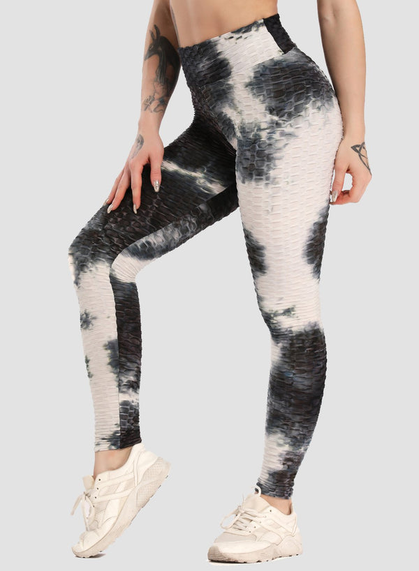 SEASUM Tie-dyed Textured Yoga Pants for Women