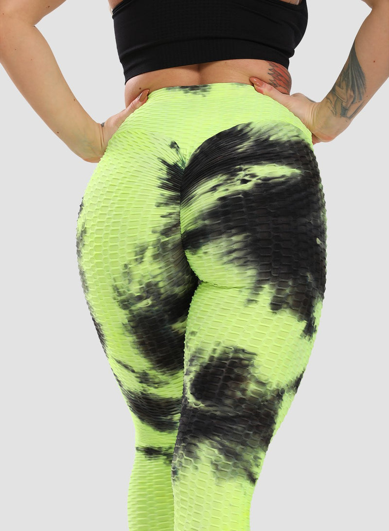 SEASUM Tie-dyed Textured Yoga Pants for Women