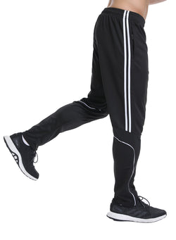 Men's Elastic Waistband Drawstring Yoga Pants with Side Stripes Sweatpants