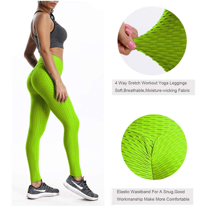 Textured Ruched Running Tummy Control Yoga Pants