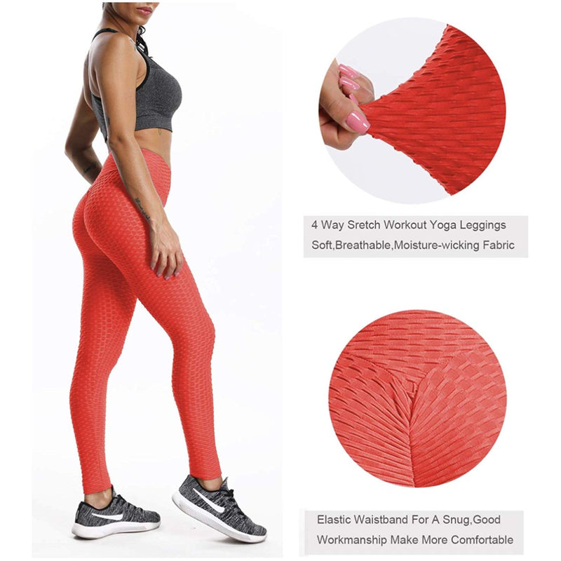 Textured Ruched Running Tummy Control Yoga Pants