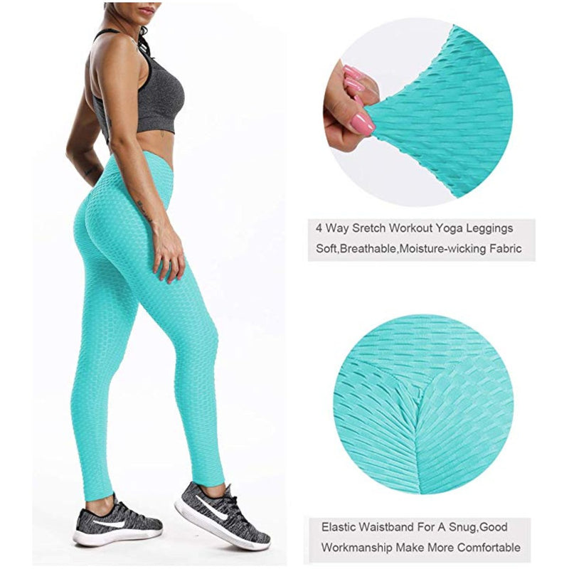 Textured Ruched Running Tummy Control Yoga Pants