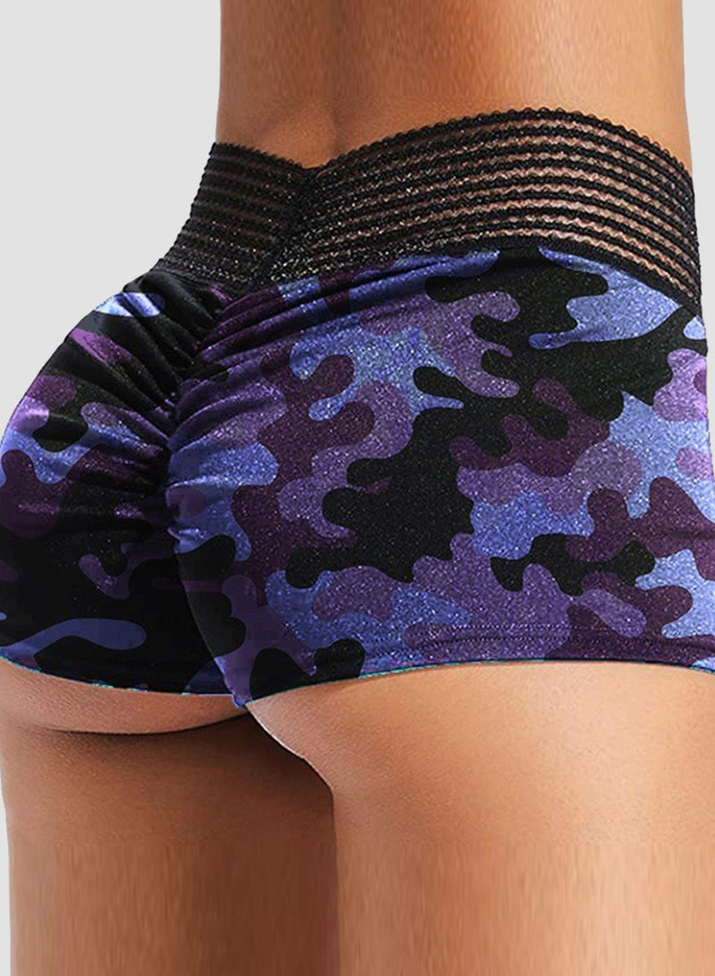 Camouflage Special Waistband Ruched Shorts