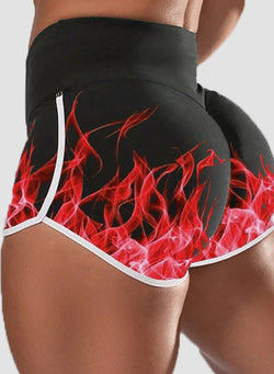 Flame Print Butt Lifting Shorts