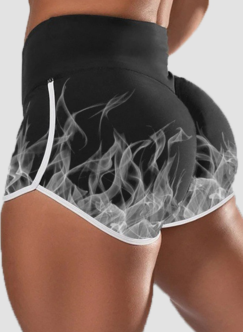 Flame Print Butt Lifting Shorts