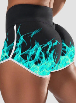 Flame Print Butt Lifting Shorts