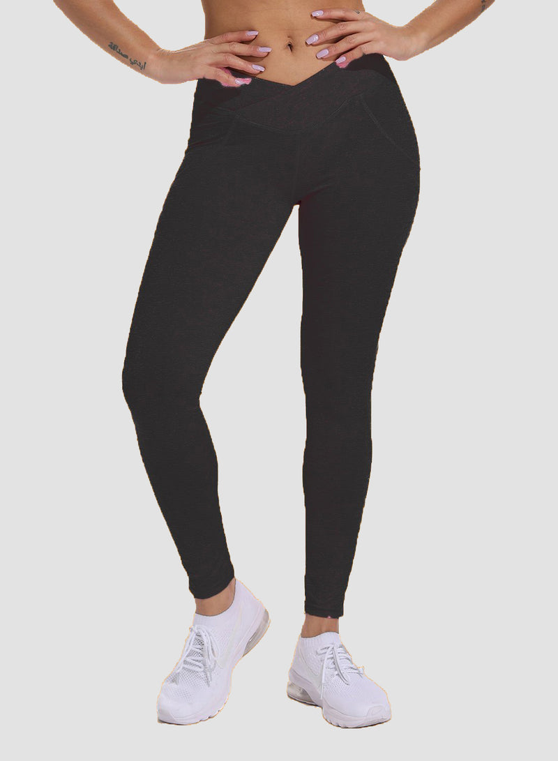 Women's Ruched High Waist Cross Waistband Leggings-JustFittoo