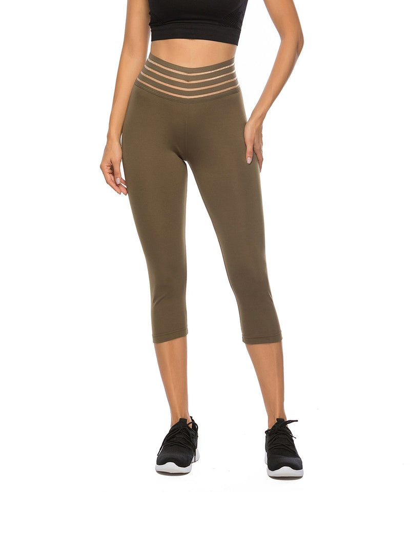 Women's Elastic Waistband Workout Capris Yoga Pants-JustFittoo