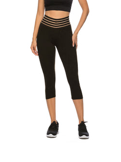 Women's Elastic Waistband Workout Capris Yoga Pants-JustFittoo