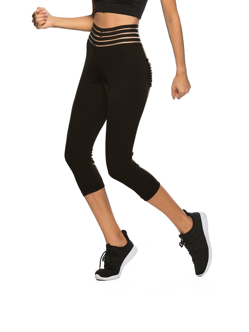 Women's Elastic Waistband Workout Capris Yoga Pants-JustFittoo