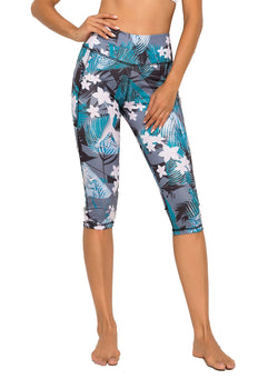Women's Floral Print Capris Yoga Pants-JustFittoo