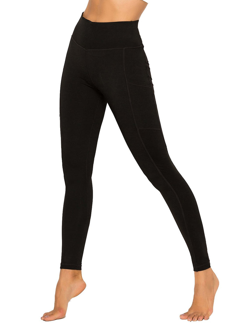 Solid Color Ruched High Waist Pockets Fitness Leggings-JustFittoo