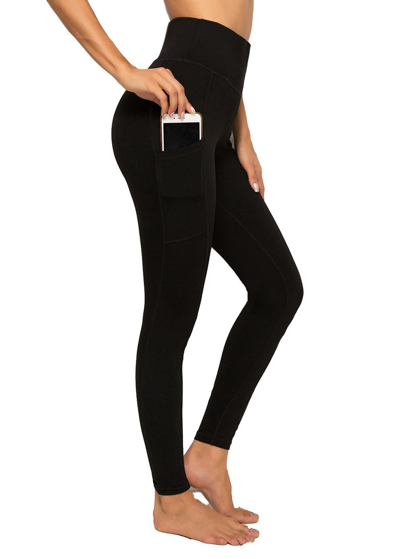 Solid Color Ruched High Waist Pockets Fitness Leggings-JustFittoo