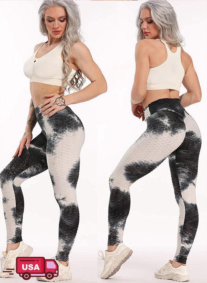 Tie-dyed Textured Yoga Pants for Women - SeasumFits