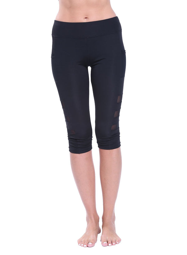 Women's Mesh Stitching Capris Yoga Pants-JustFittoo