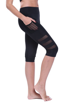 Women's Mesh Stitching Capris Yoga Pants-JustFittoo