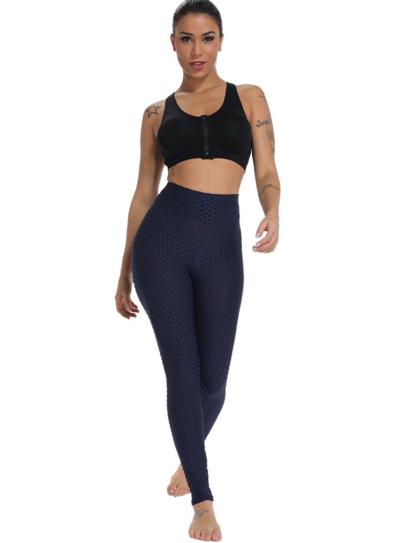 FITTOO Ruched Leggings Women's Textured Tummy Control