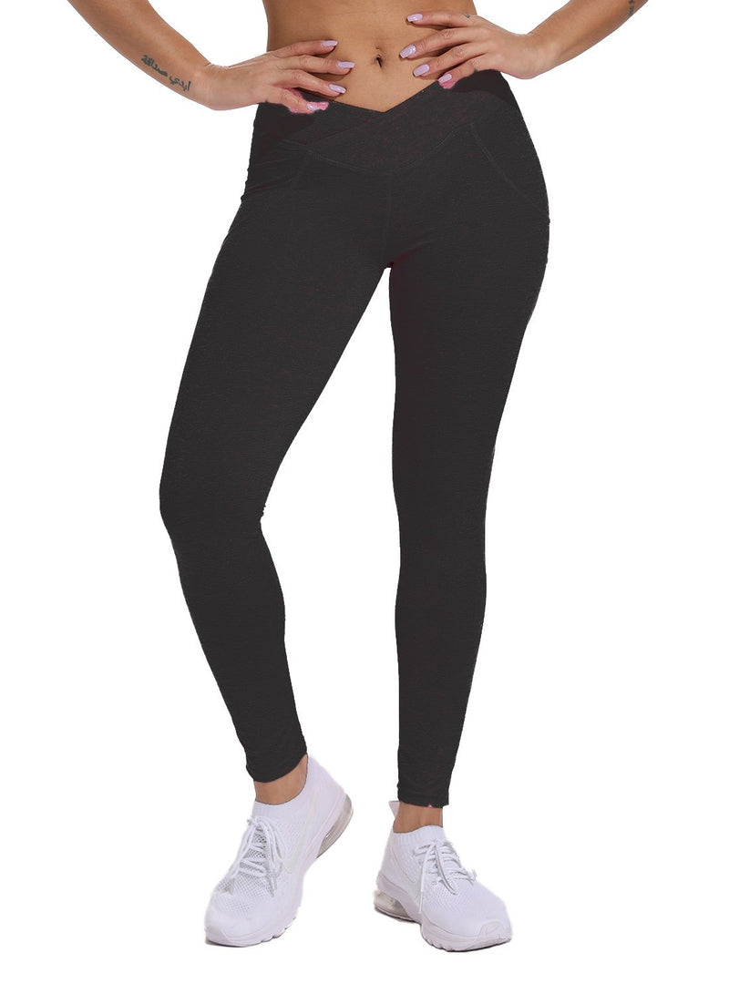 Women's Ruched High Waist Cross Waistband Leggings-JustFittoo