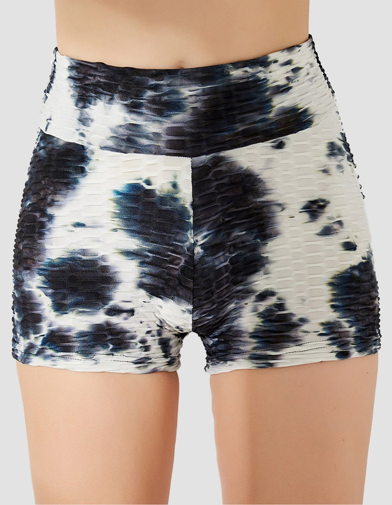 Tie-dyed Textured Ruched Shorts
