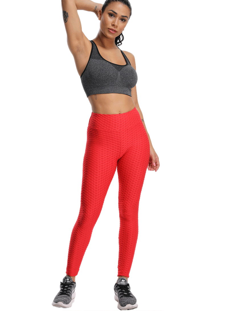 Fittoo Honeycomb Textured Leggings High Waist Ruched Women Leggings –  JustFittoo