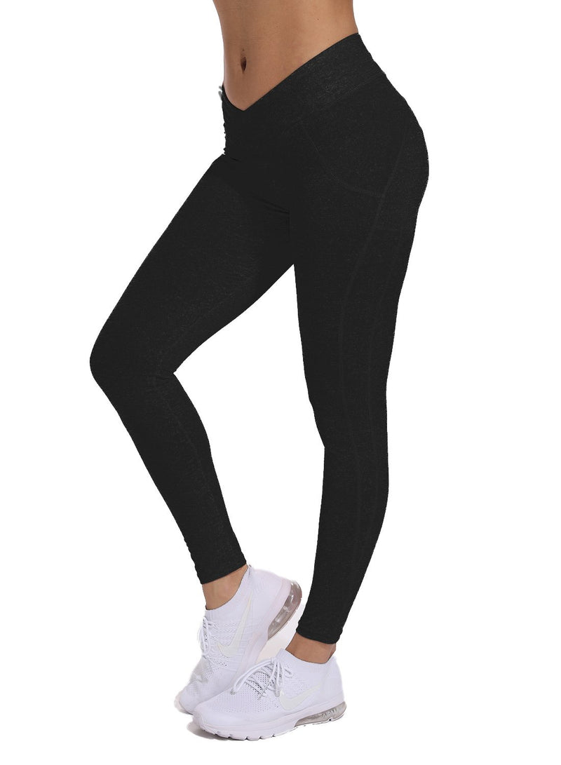 Women's Ruched High Waist Cross Waistband Leggings-JustFittoo