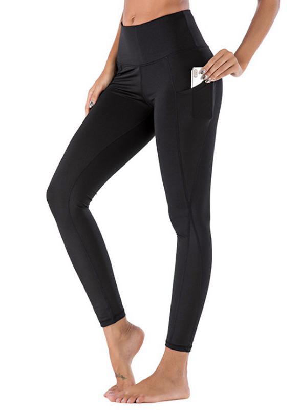 Solid Black High Wasit Trainning Fitness Women Legging-JustFittoo