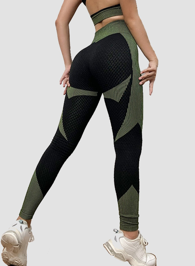 Fittoo Honeycomb Texutures Leggings High Waist Tummy Control Butt Lift Tights