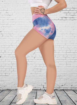 Tie-dyed Textured Ruched Shorts