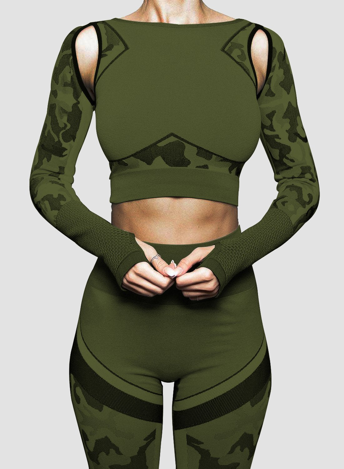 Breathable Camo Bare Shoulder Top
