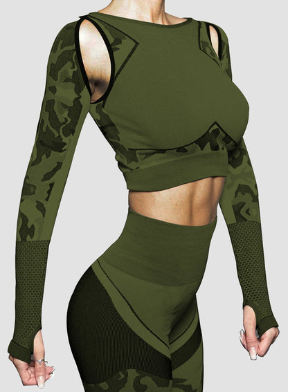Breathable Camo Bare Shoulder Top